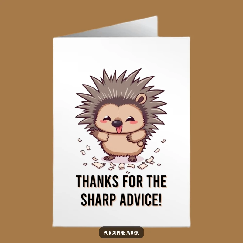 Free Printable Thank You Card: Mischievous Porcupine confetti gift, chaotic downloadable for quirky thanks