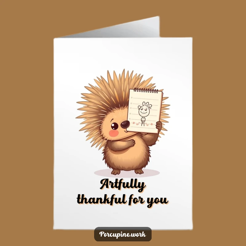 Free Printable Thank You Card: Porcupine Artist Doodle - Funny Download Gift