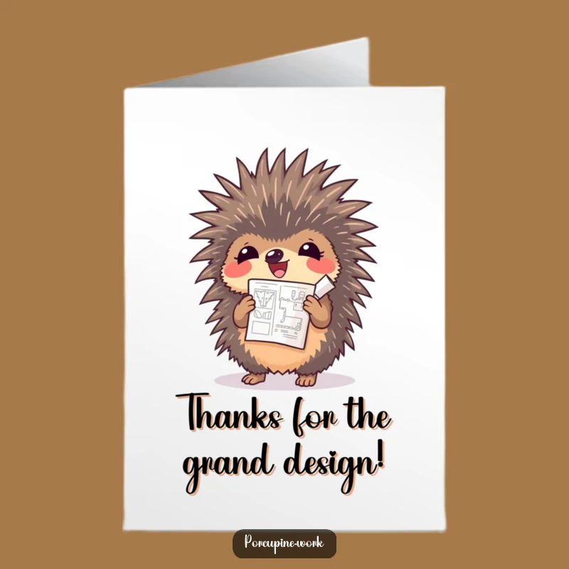 Free Printable Thank You Card: Porcupine's Blueprint Appreciation - Downloadable Gift