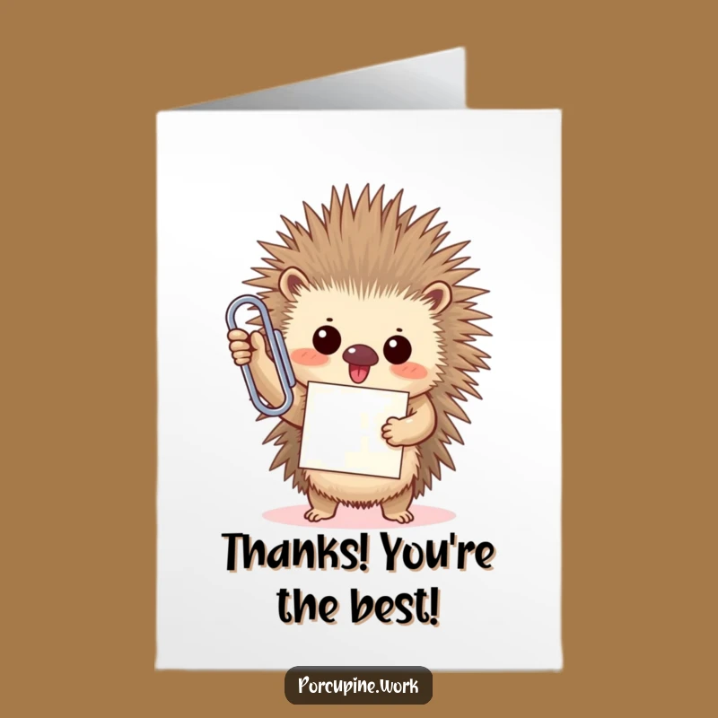 Free Printable Thank You Card: Porcupine's Paperclip Prize, Hilarious Downloadable Gift for Thanks