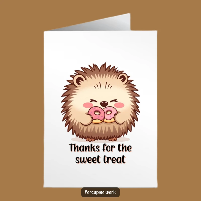 Free Printable Thank You Card: Porcupine's Winking Donut Gift, Downloadable Office Appreciation