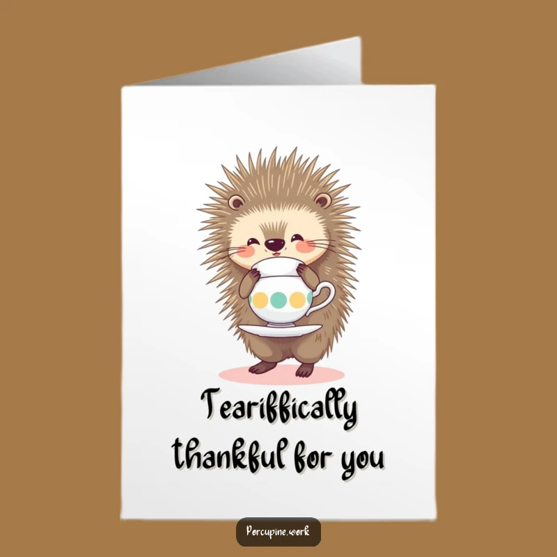 Free Printable Thank You Card: Porcupine Tea Balance - Funny Download Gift