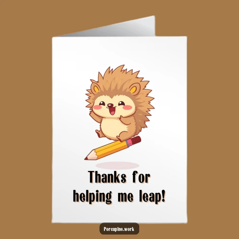 Free Printable Thank You Jumping Porcupine Card - Grateful Leap Downloadable