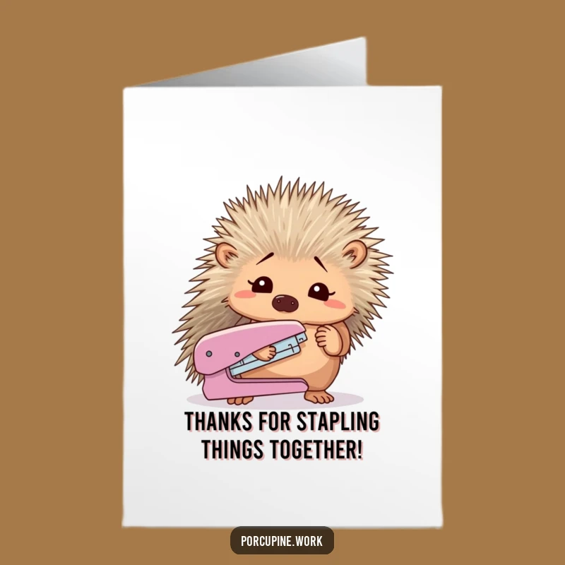 Funny Thank You Porcupine Stapler Free Printable Card - Quirky Gratitude!