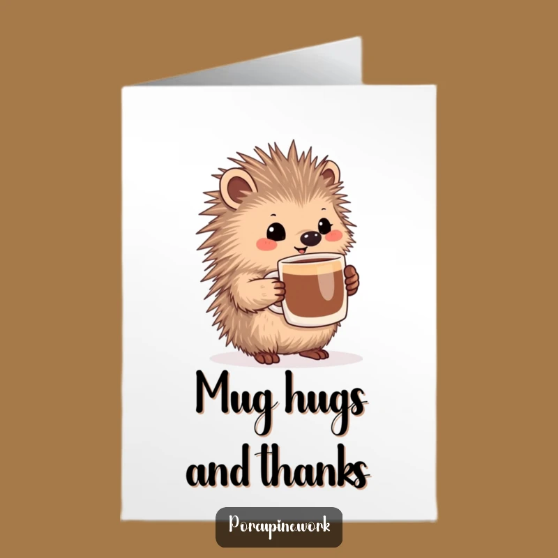 Grateful Free Printable Porcupine Thank You Card - Cozy Downloadable Gift