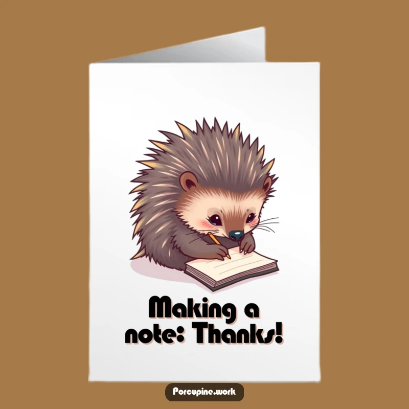 Free Printable Thank You Notetaker Porcupine Card - Grateful Notes Downloadable