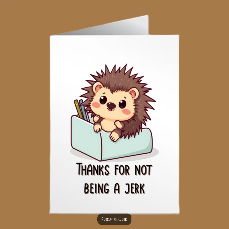 Surprised Porcupine Thank You Card: Free Printable Prickly Gratitude Greeting