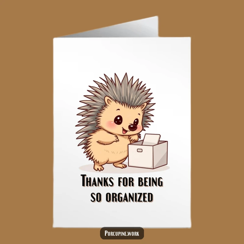 Free Printable Thank You Card: Confident Porcupine, Neat Inbox, Downloadable Appreciation
