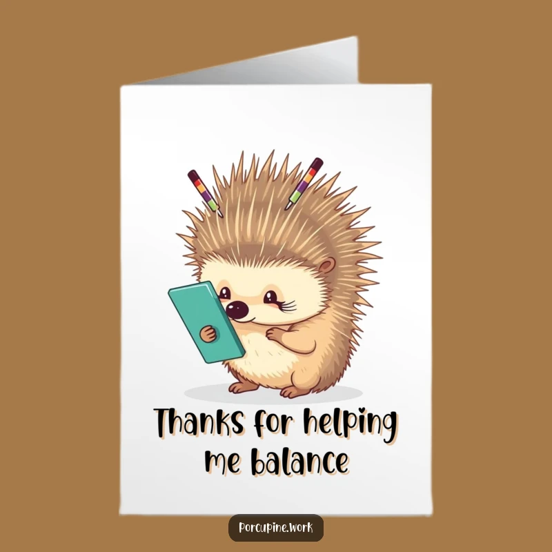 Free Printable Thank You Card: Talented Porcupine Office Helper Funny Downloadable Gift