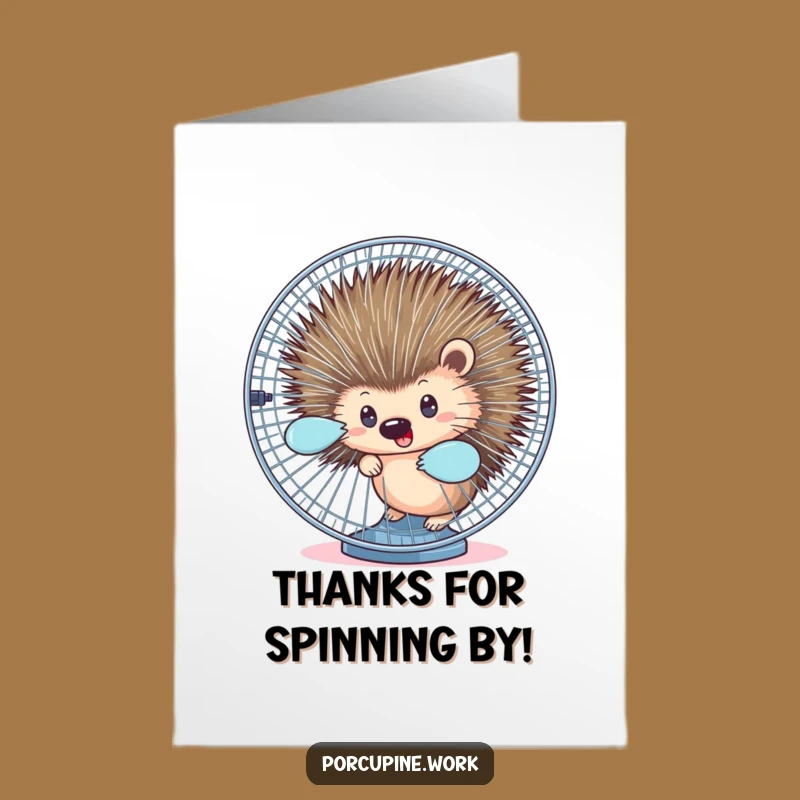 Free Printable Thank You Card: Porcupine Fan Peek, Quirky Downloadable Thanks