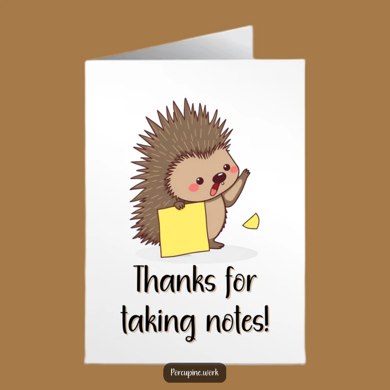 Free Printable Thank You Card: Porcupine Thanks, Dodging Note, Playful Gratitude