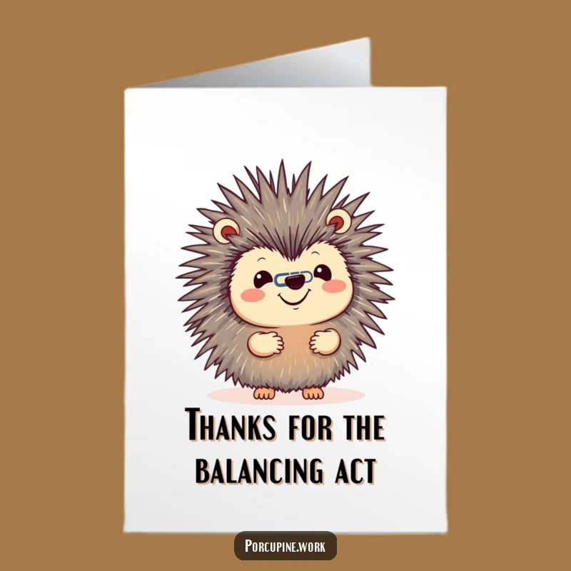 Free Printable Funny Thank You Card: Porcupine's Paperclip Balance - Downloadable Appreciation!