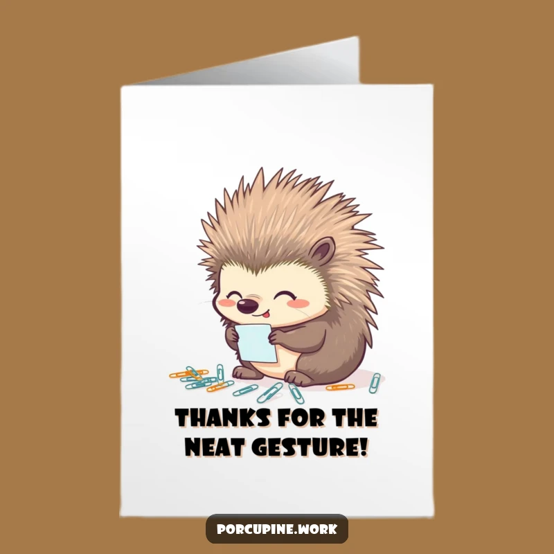 Free Printable Thank You Card: Organized Porcupine, Neat Downloadable for Appreciation