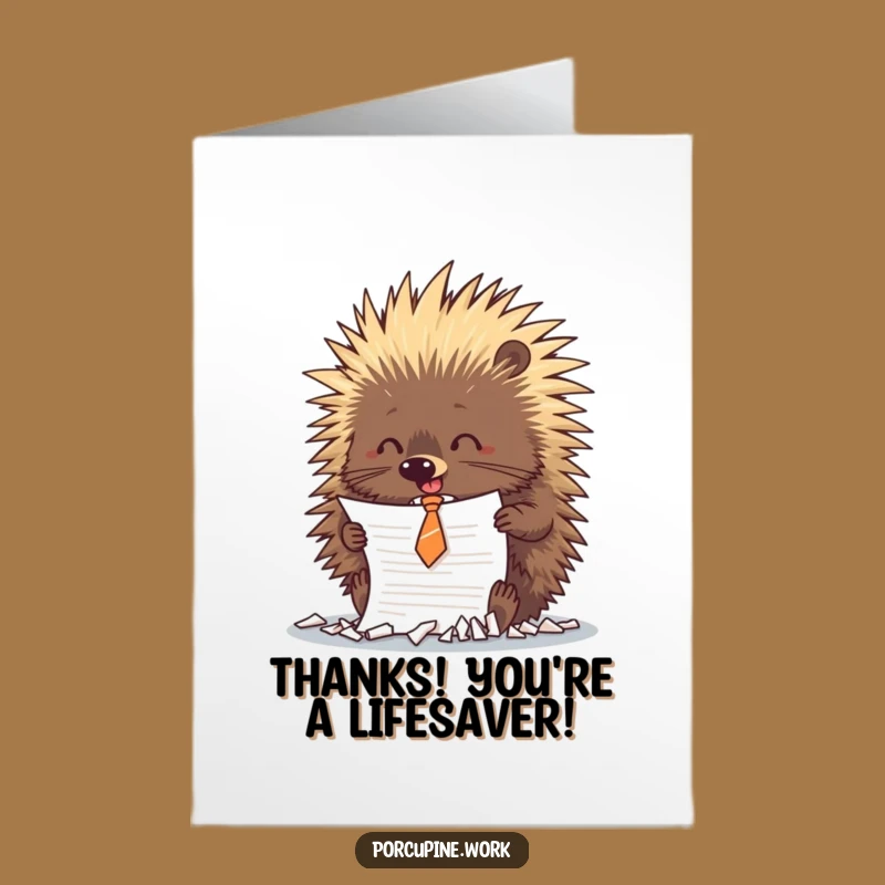Free Printable Thank You Card: Porcupine Shredding, Hilarious Downloadable Gift for Thanks