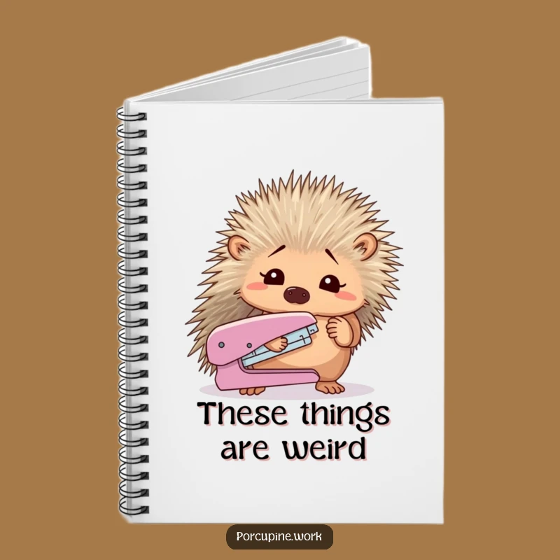 Funny Confused Porcupine Stapler Notebook: Jot Down Notes with Hilarious Office Flair