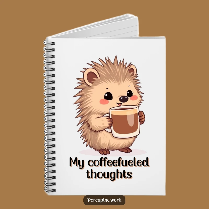 Funny Porcupine Coffee Notebook - Happy Mug Journal