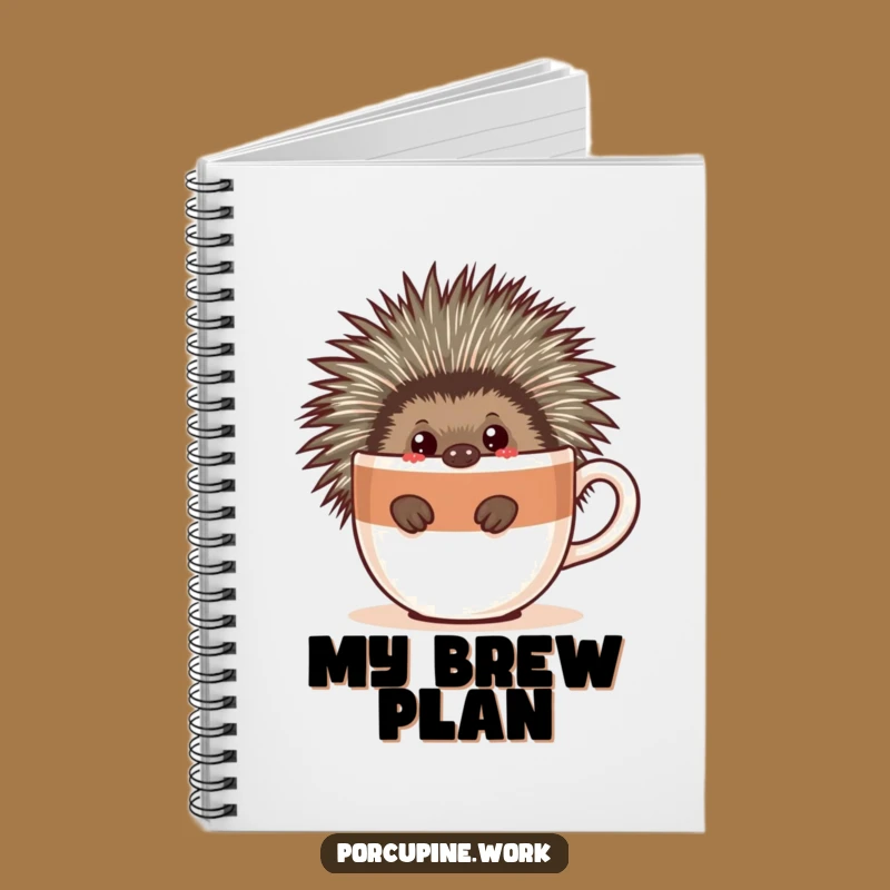 Funny Porcupine Coffee Notebook - Jot Down Ideas, Perfect Funny Gift!