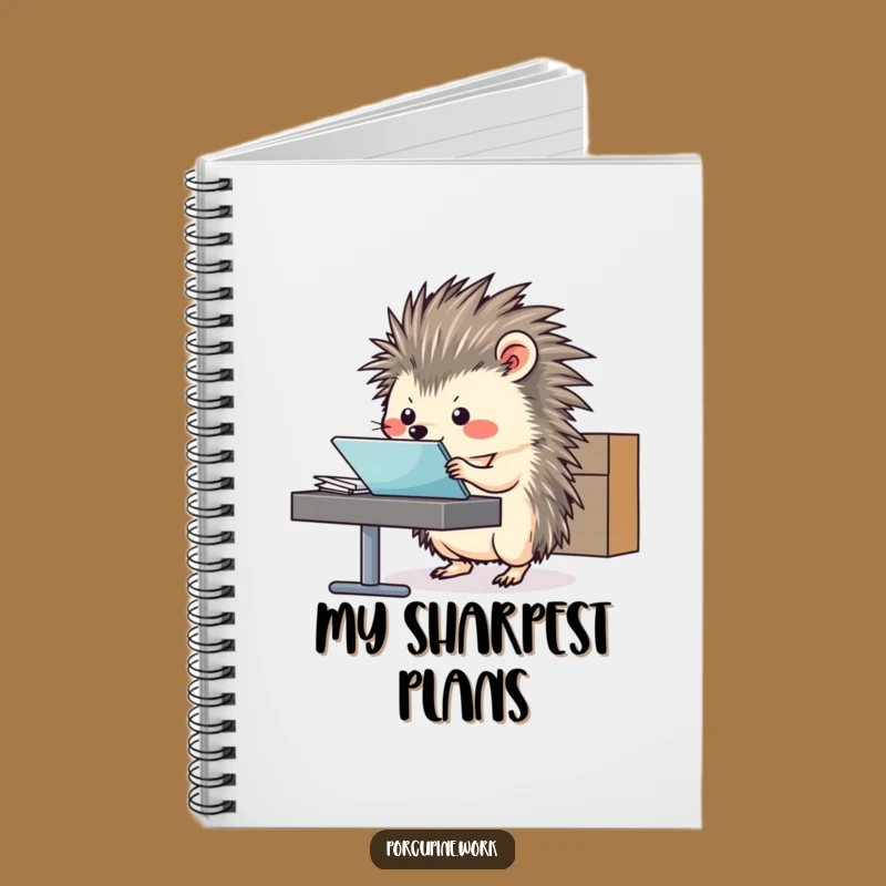 Funny Porcupine Office Notebook - Organized Task Manager Cartoon Gift