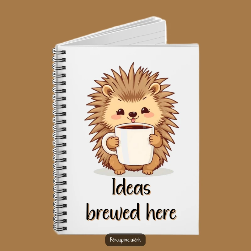 Inspirational Funny Porcupine Coffee Notebook: Jot Down Your Thoughts, Happily