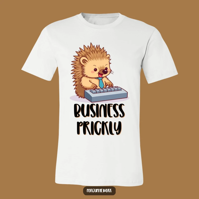 Funny Porcupine Office T-Shirt - Dapper Prickly Worker Apparel Gift