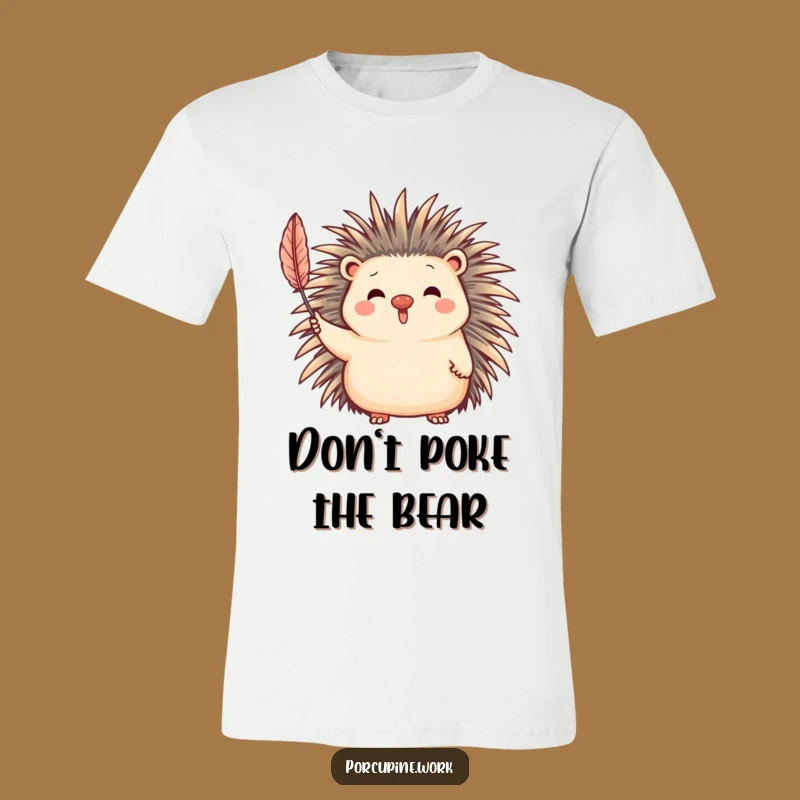 Funny Porcupine Waving Quill T-Shirt - Cute Cartoon Animal Tee Gift