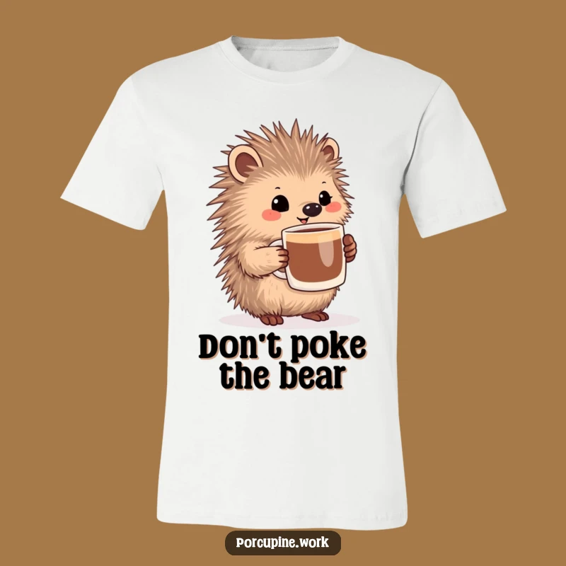 Funny Porcupine Coffee T-Shirt - Caffeine Joy Graphic Tee