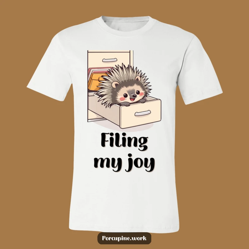 Funny Porcupine Office Slide T-Shirt - Hilarious Delightful Tee for Work Fun