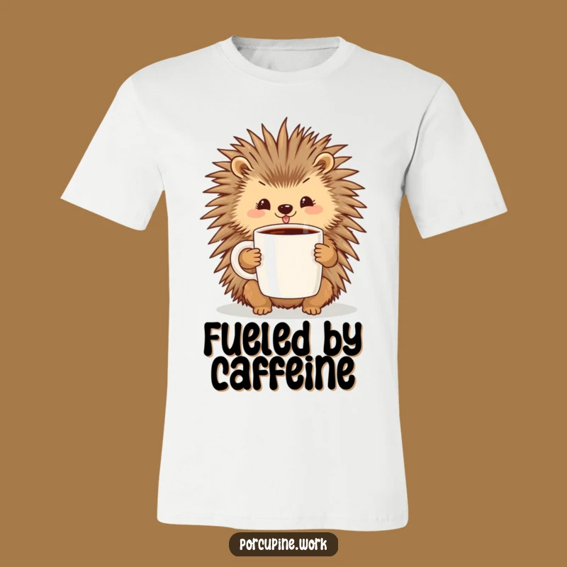 Funny Cheerful Porcupine Coffee T-Shirt: Wear Your Morning Happiness Loudly