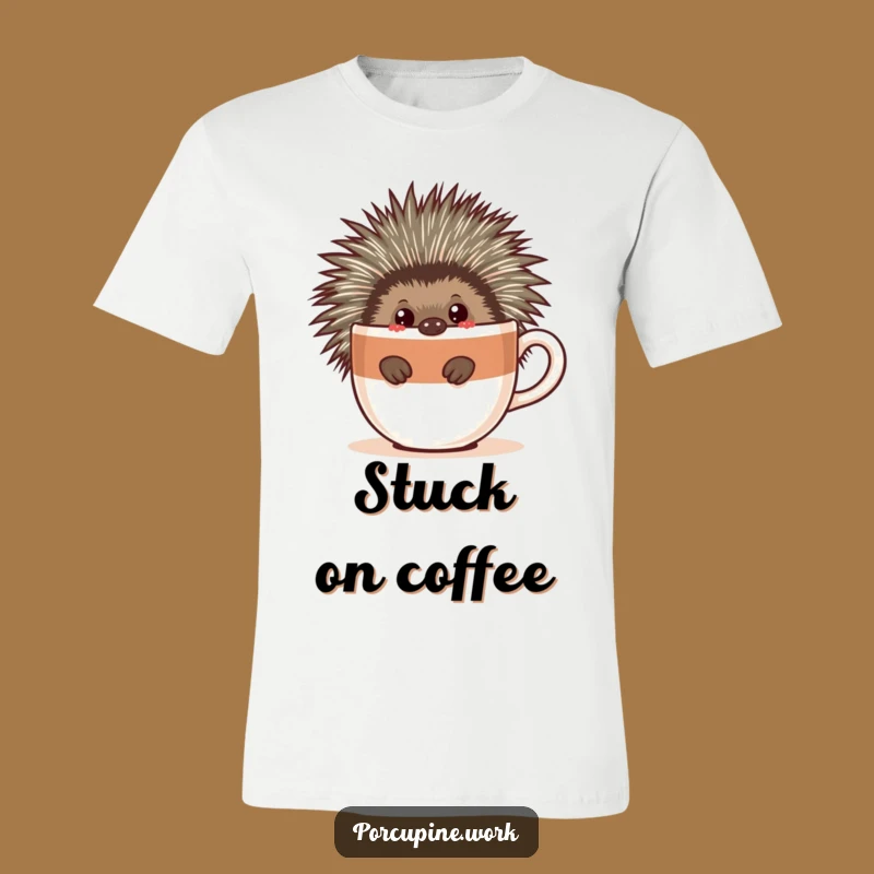 Funny Porcupine Coffee T-Shirt - Caffeinated Critter, Hilarious Funny Gift!