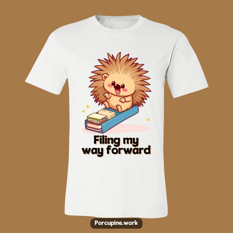 Funny Porcupine File Ramp T-Shirt - Hilarious Office Worker Tee