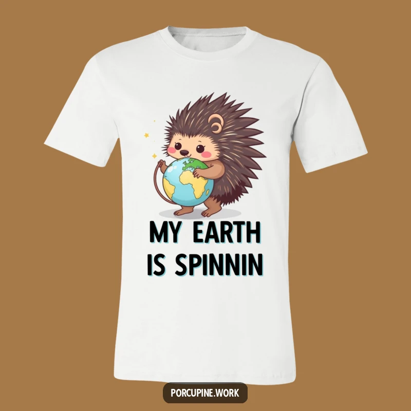 Funny Porcupine Globe Trotter T-Shirt - Adventure Awaits, Hilarious Funny Gift!