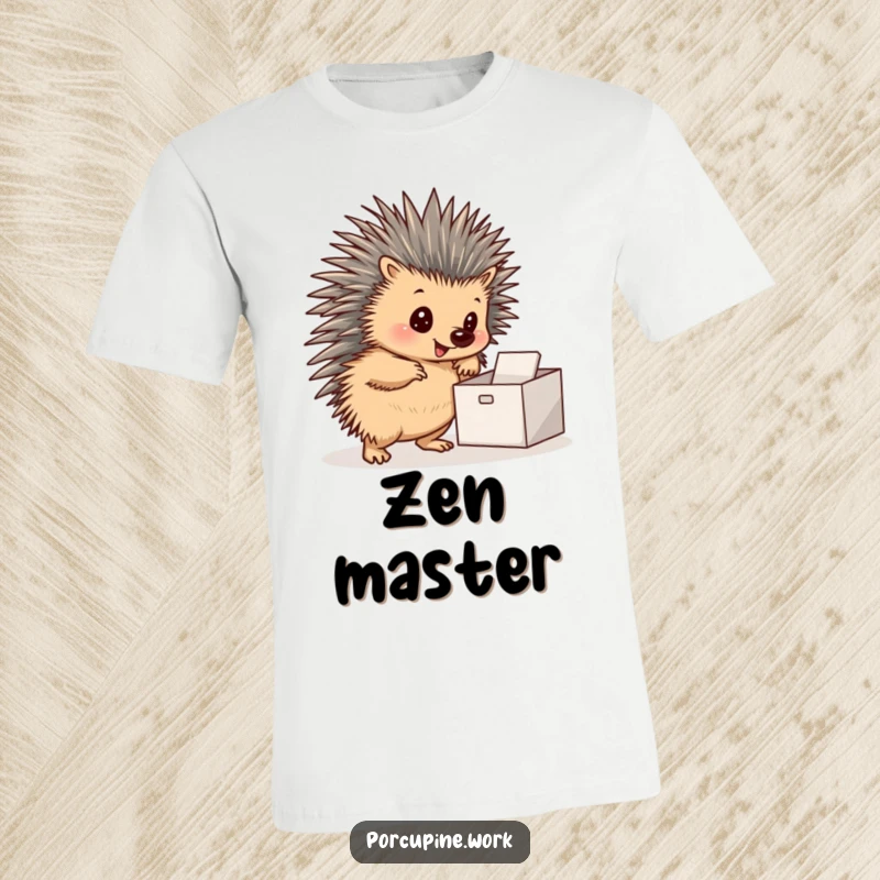 Funny t-shirt showcasing a porcupine striking a confident pose next to a spotless inbox, celebrating organization.