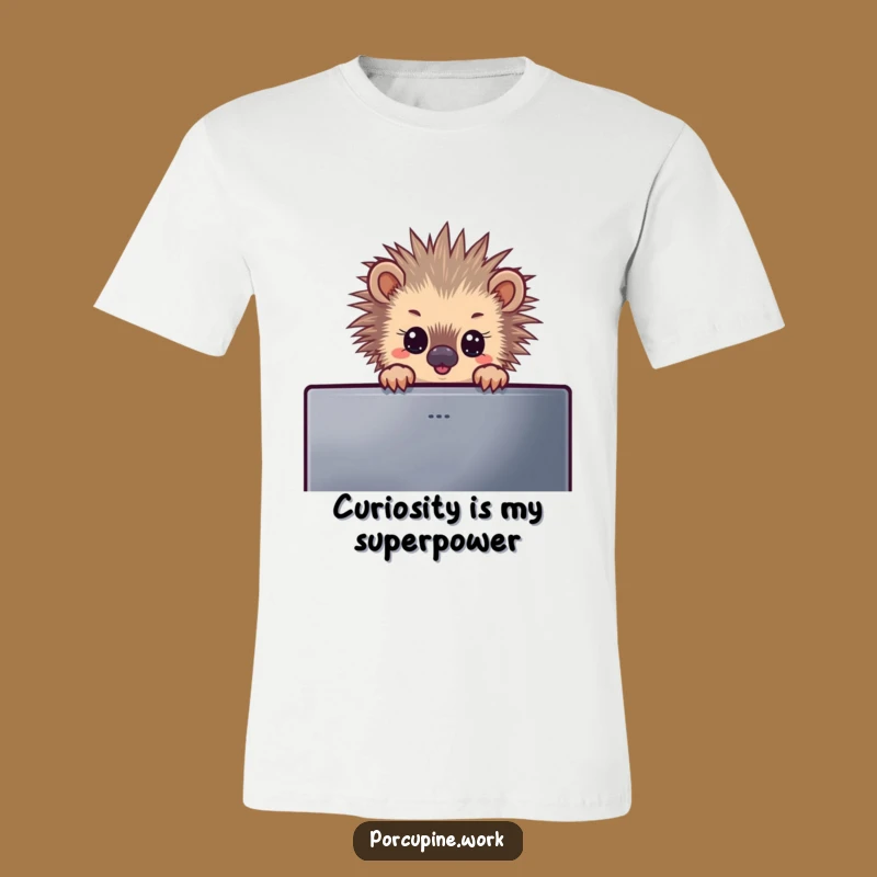Funny Porcupine Monitor Peek Funny T-Shirt, a Hilarious Gift for Tech Lovers