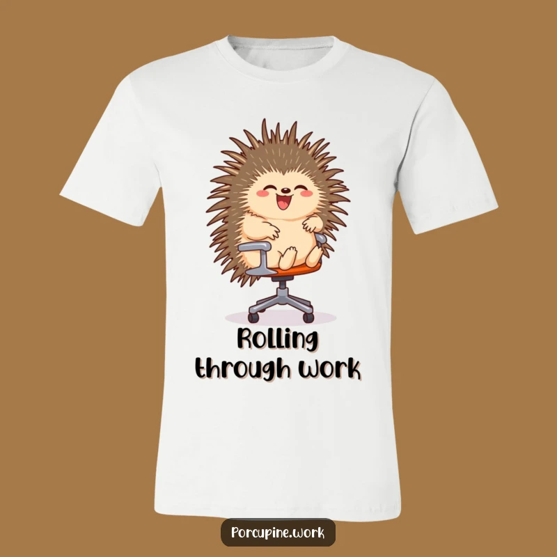 Funny Porcupine Office Chair T-Shirt - Hilarious Zooming Executive Tee