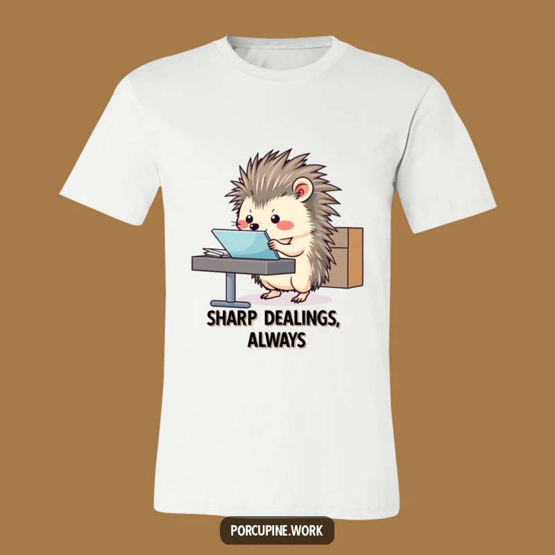 Funny Porcupine Office T-Shirt - Work Humor Cartoon Tee Gift