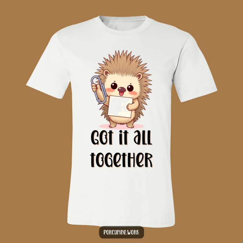 Funny Porcupine Paperclip T-Shirt: Office Triumph Hero, Hilarious Gift!
