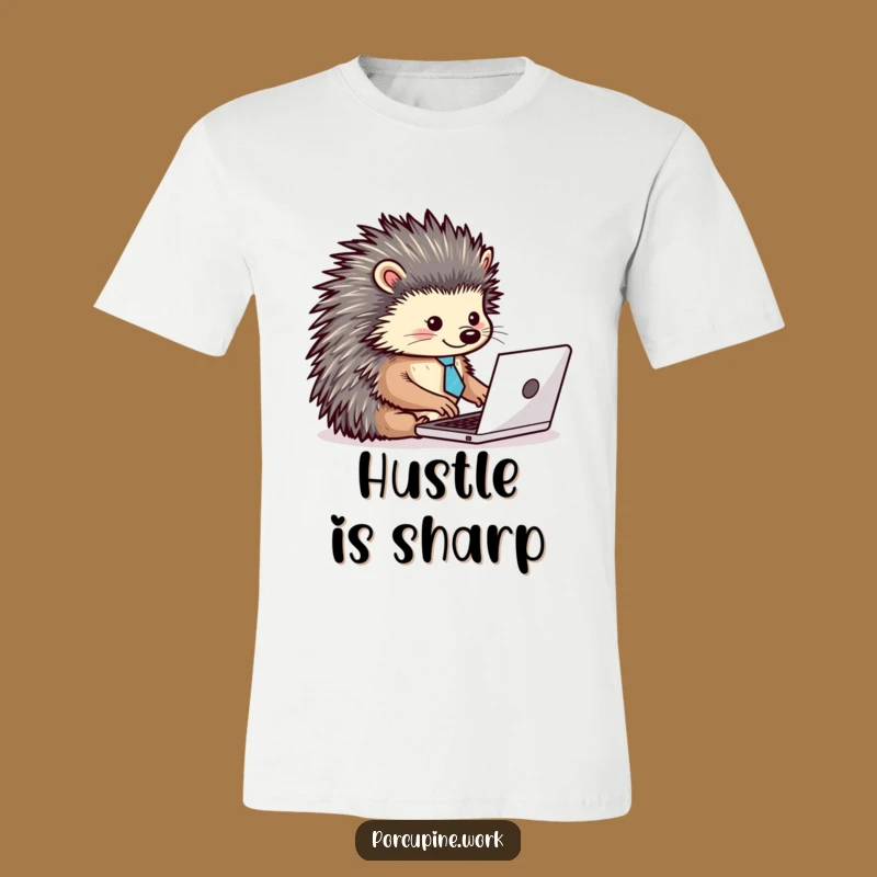 Funny Porcupine Tie Laptop T-Shirt: Dapper Typist for Hilarious Style