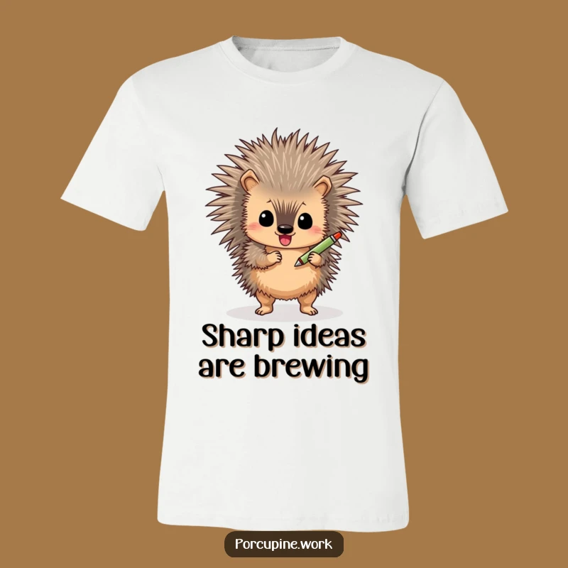 Funny Porcupine Shimmy T-Shirt: Hilarious Pen-Holding Animal Tee for Laughs