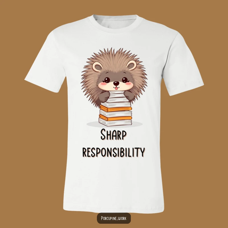 Funny Porcupine Paper Balancer T-Shirt: Workload Warrior Tee, Great Gift!