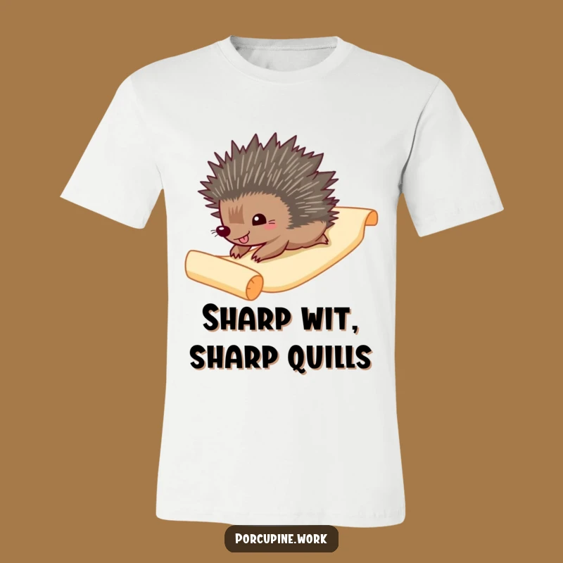 Funny Porcupine Paper Slide T-Shirt: Hilarious Joyful Scroll Design