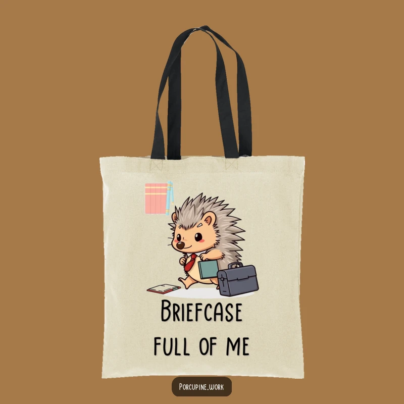 Funny Porcupine Briefcase Tote Bag: Happy Office Scuttler, Hilarious Gift!