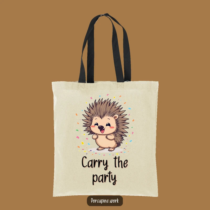 Funny Porcupine Confetti Tote Bag: Carry the Party with This Hilarious Accessory!
