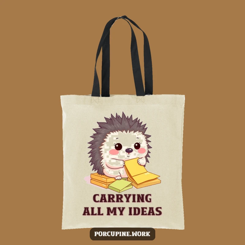 Funny Porcupine Sticky Note Tote Bag: Carry Your Organization