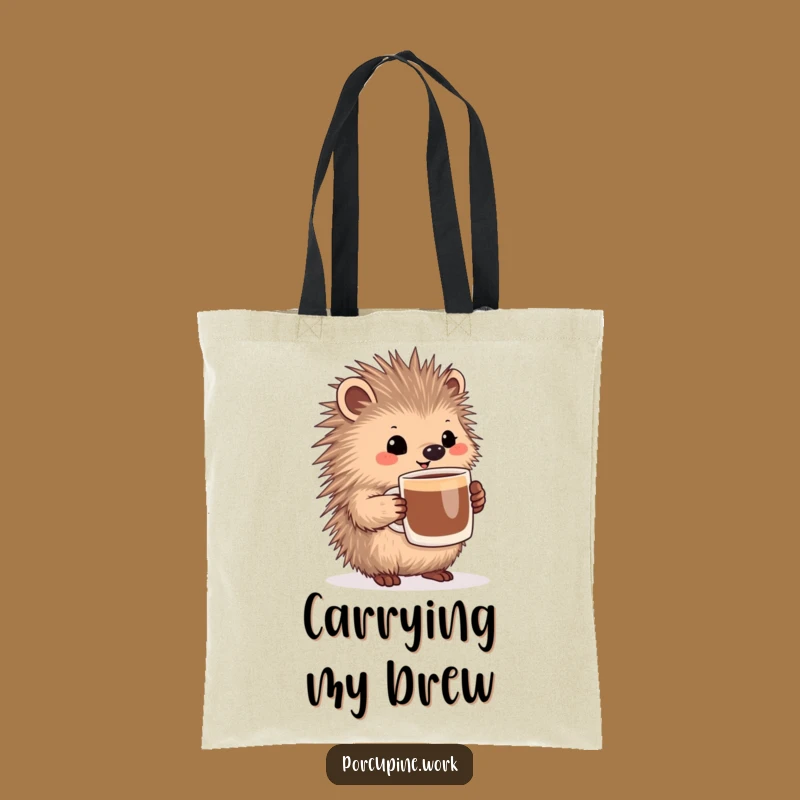 Funny Porcupine Coffee Tote Bag - Cute Caffeine Companion Bag
