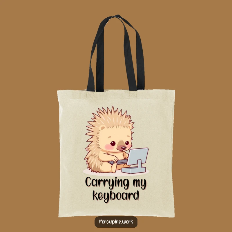 Funny Porcupine Typist Tote Bag: Carry Your Gear with Hilarious Style