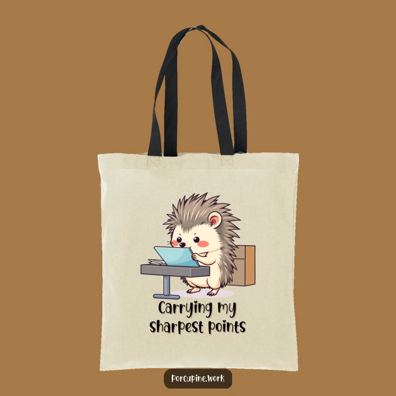 Funny Porcupine Office Tote Bag - Stylish File Organizer Cartoon Gift