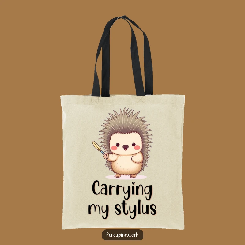 Funny Quill Pen Porcupine Tote Bag: Carry Your Words with Hilarious Style