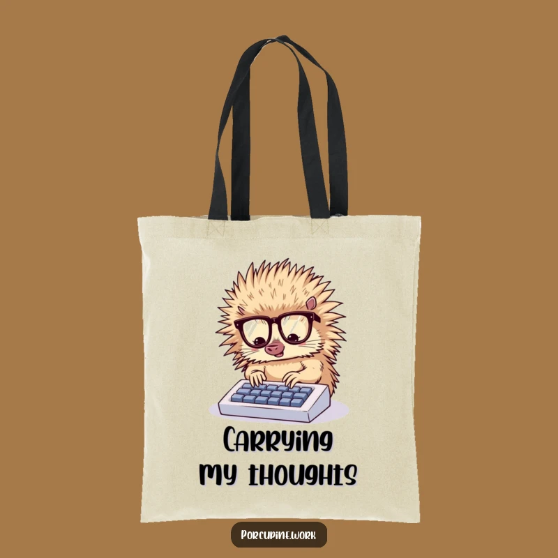 Funny Porcupine Typist Tote Bag: Carry Your Words, A Hilarious Gift!