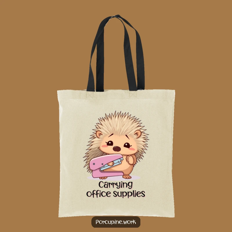 Funny Confused Porcupine Stapler Tote Bag: Carry Your Bewilderment with Style