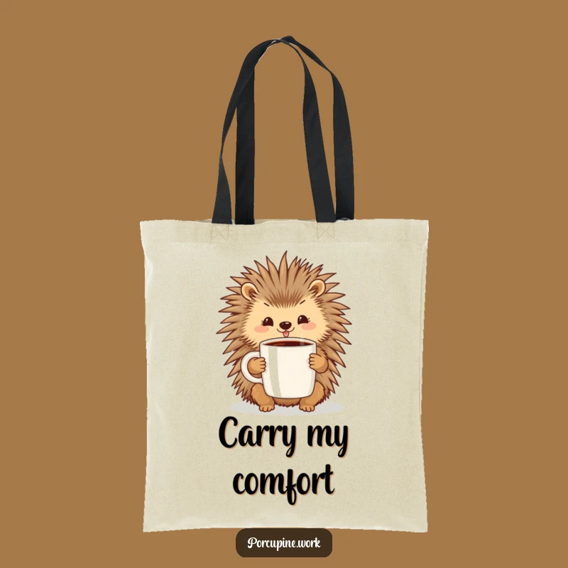 Charming Funny Porcupine Coffee Tote Bag: Carry Your Essentials with Joy